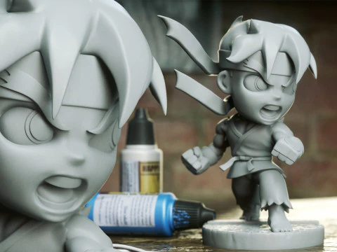 Ryu Chibi Figures 3D Print Model