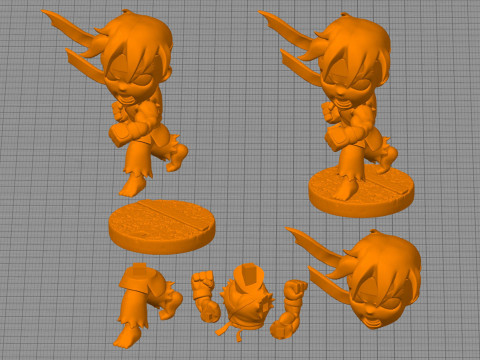 Ryu Chibi Figures Modèles 3D en vedette