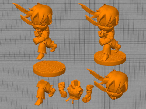 Ryu Chibi Figures 3D Print Model
