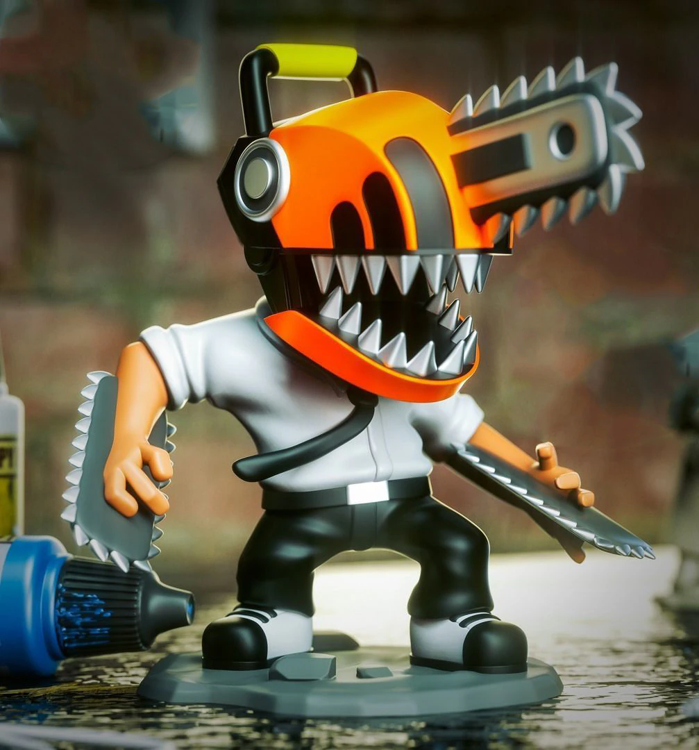 Chainsaw man Chibi Figures 3D Print Model .c4d .max .obj .3ds .fbx .stl .blend 