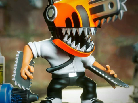 Kettens&auml;genmann Chibi Figuren 3D Druckmodell