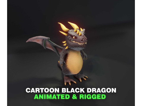 Cartoon Black Dragon Animated 3D मॉडल