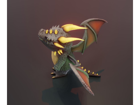 Cartoon Black Dragon Animated 3D Model
