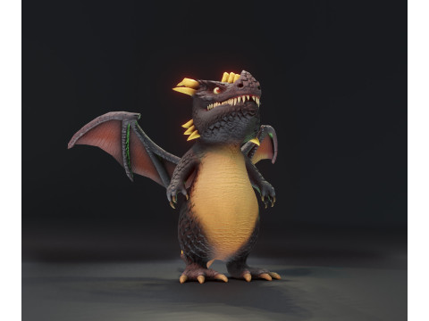 Cartoon Black Dragon Animated 3D Model