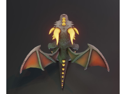 Cartoon Black Dragon Animated 3D Model