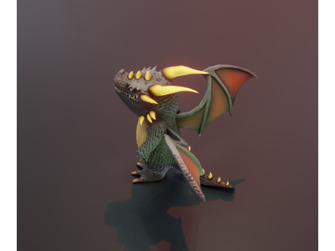 Cartoon Black Dragon Animated 3D Model