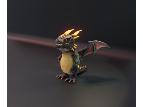 Cartoon Black Dragon Animated 3D Model