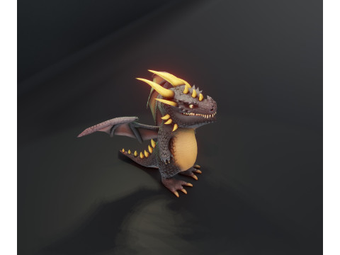 Cartoon Black Dragon Animated 3D Model