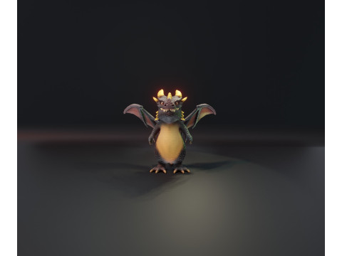 Cartoon Black Dragon Animated 3D Model