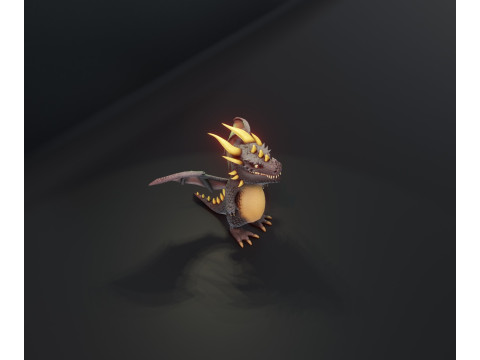 Cartoon Black Dragon Animated 3D Model