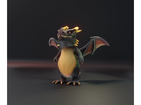 Cartoon Black Dragon Animated 3D Model