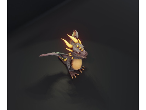 Cartoon Black Dragon Animated 3D Model