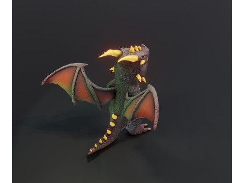Cartoon Black Dragon Animated 3D Model