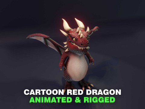 Cartoon Red Dragon Animated 3D मॉडल