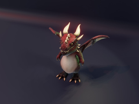 Cartoon Red Dragon Animated 3D Model