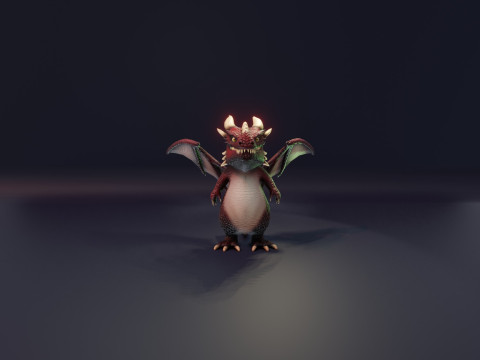 Cartoon Red Dragon Animated 3D Model