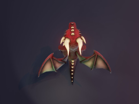 Cartoon Red Dragon Animated 3D Model