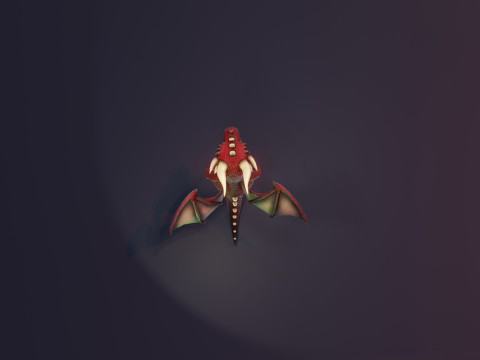 Cartoon Red Dragon Animated 3D Model