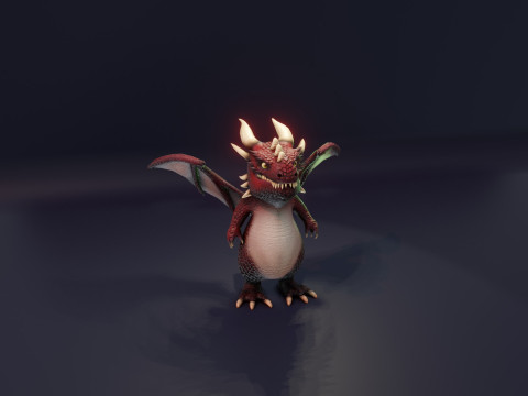 Cartoon Red Dragon Animated 3D Model