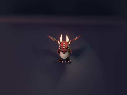 Cartoon Red Dragon Animated 3D Model