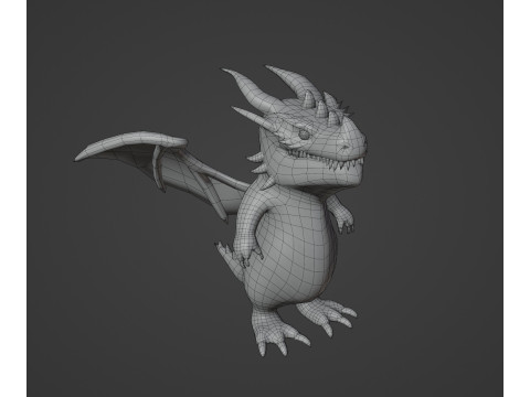 Cartoon Red Dragon Animated 3D Model