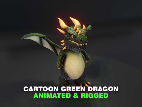 Cartoon Green Dragon Animated 3D मॉडल