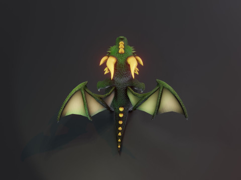 Cartoon Green Dragon Animated 3D 모델