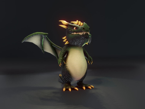 Cartoon Green Dragon Animated 3D 모델