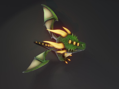 Cartoon Green Dragon Animated 3D 모델