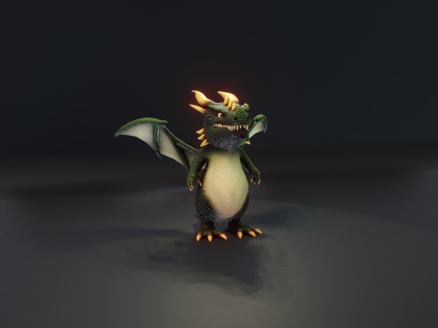Cartoon Green Dragon Animated 3D 모델