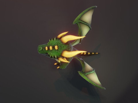 Cartoon Green Dragon Animated 3D 모델