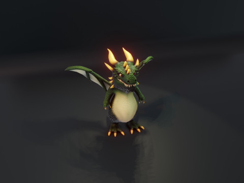 Cartoon Green Dragon Animated 3D 모델