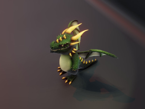 Cartoon Green Dragon Animated 3D 모델