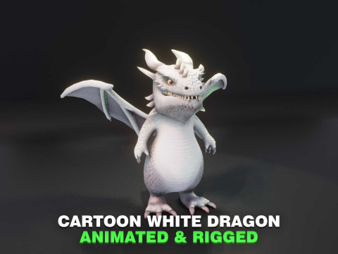Cartoon White Dragon Animated 3D मॉडल