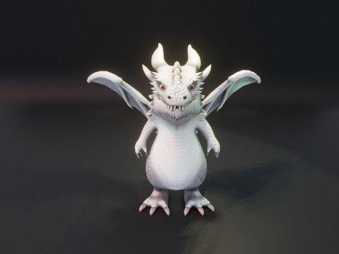 Cartoon White Dragon Animated Modelo 3D