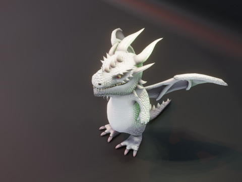 Cartoon White Dragon Animated Modelo 3D