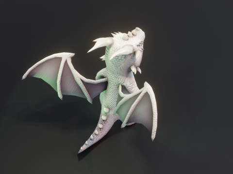 Cartoon White Dragon Animated Modelo 3D