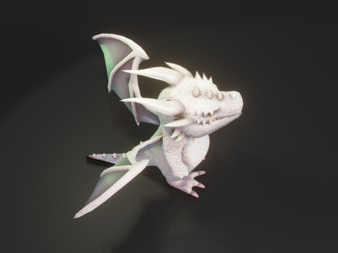 Cartoon White Dragon Animated Modelo 3D