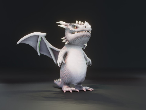 Cartoon White Dragon Animated Modelo 3D