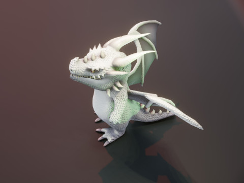 Cartoon White Dragon Animated Modelo 3D
