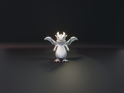 Cartoon White Dragon Animated Modelo 3D