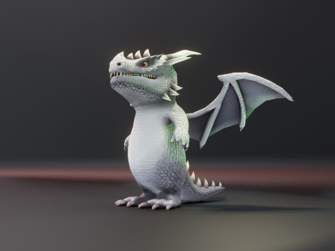 Cartoon White Dragon Animated Modelo 3D