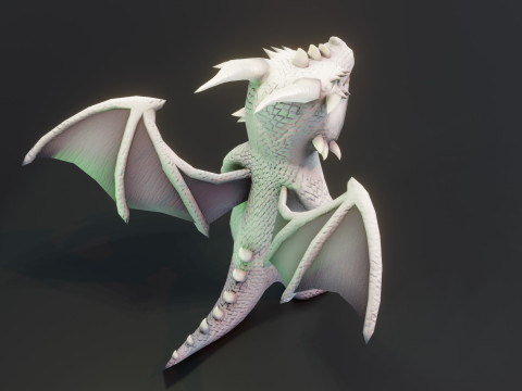 Cartoon White Dragon Animated Modelo 3D