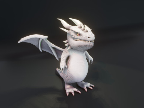 Cartoon White Dragon Animated Modelo 3D