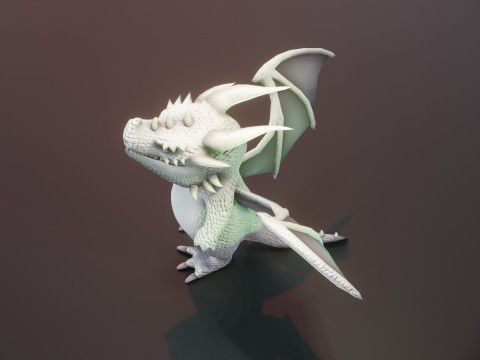 Cartoon White Dragon Animated Modelo 3D