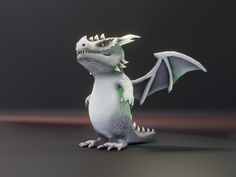 Cartoon White Dragon Animated Modelo 3D
