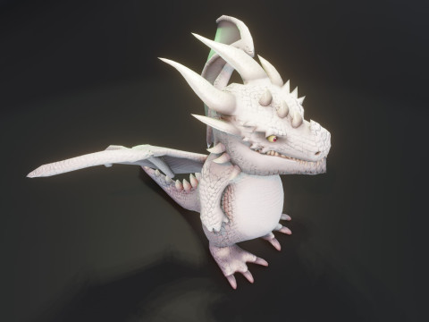 Cartoon White Dragon Animated Modelo 3D