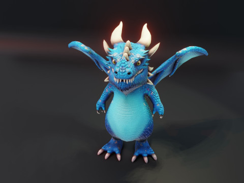 Cartoon Blue Dragon Animated 3Dモデル