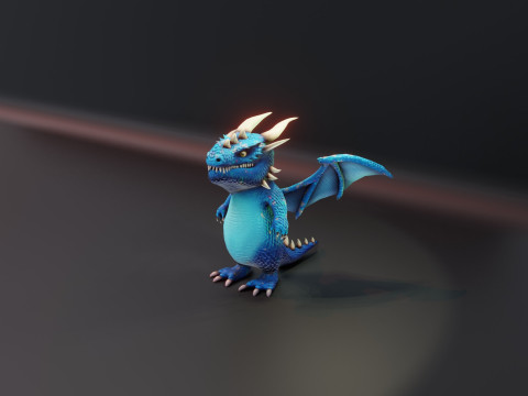 Cartoon Blue Dragon Animated 3Dモデル