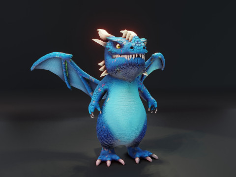 Cartoon Blue Dragon Animated 3Dモデル